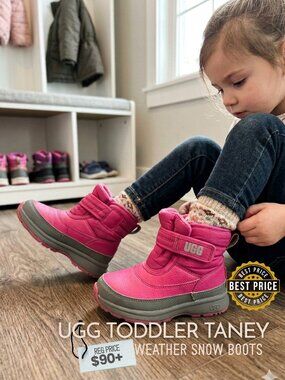 UGG Toddler Taney Weather Snow Boots Raspberry Pink Size 10 - EUC